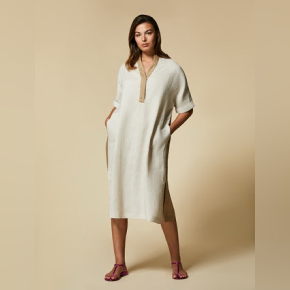 Marina Rinaldi Color-block Linen Sheath Dress